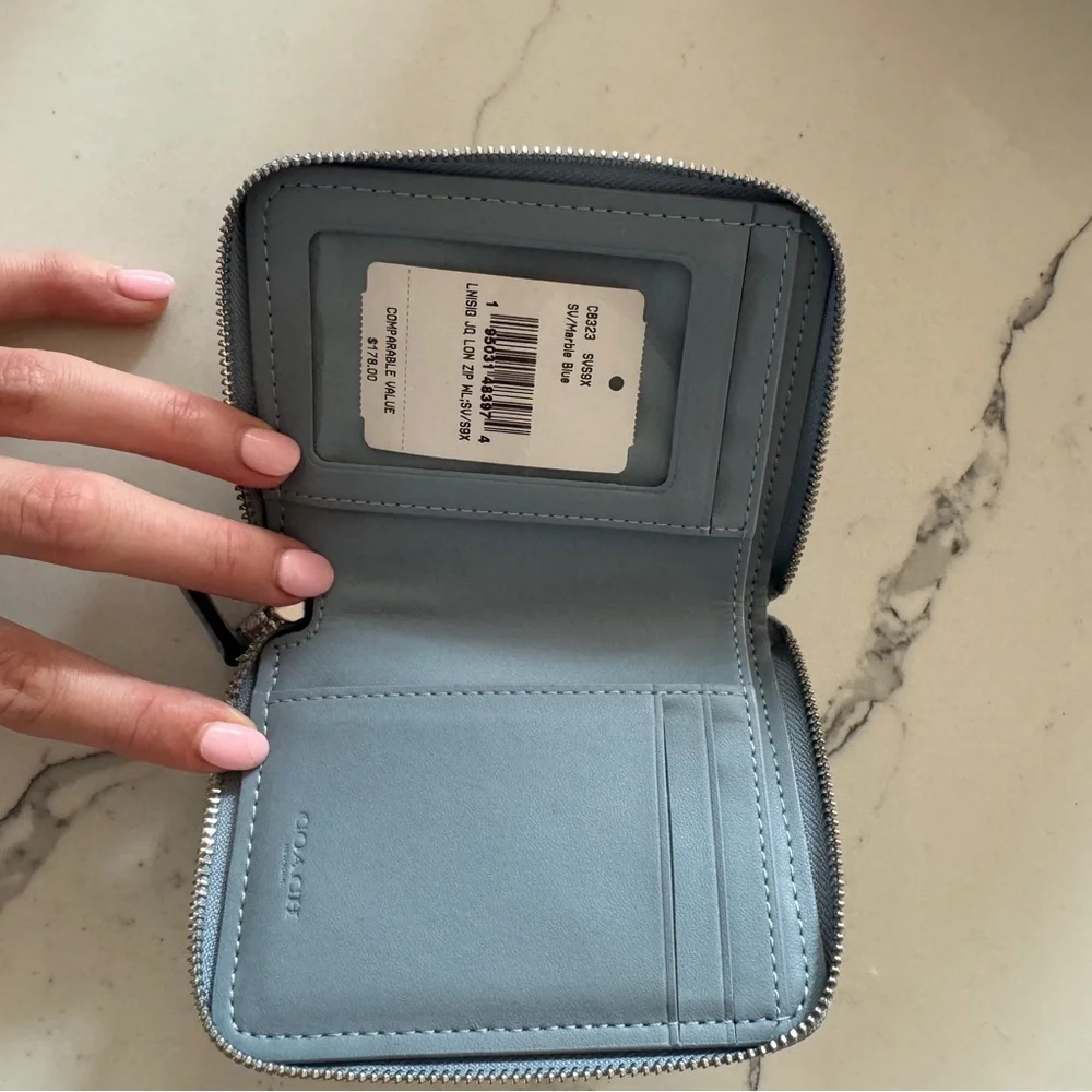 Coach C8323 Lonnie small zip wallet in marble blue - Picture 3 of 3